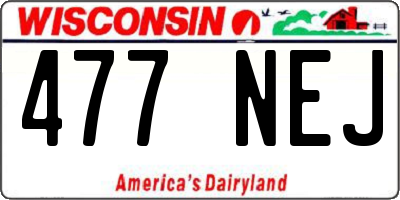 WI license plate 477NEJ