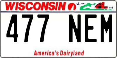 WI license plate 477NEM