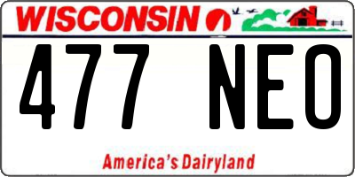 WI license plate 477NEO