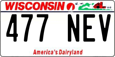 WI license plate 477NEV