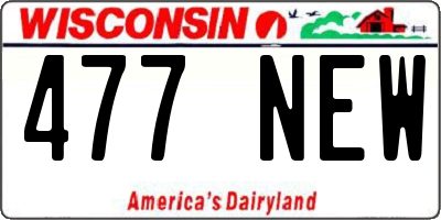 WI license plate 477NEW