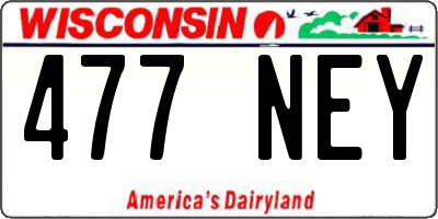 WI license plate 477NEY