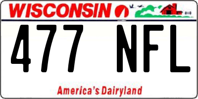 WI license plate 477NFL