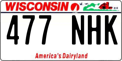 WI license plate 477NHK