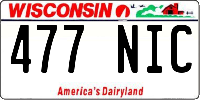WI license plate 477NIC