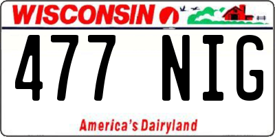WI license plate 477NIG