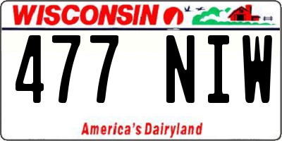 WI license plate 477NIW
