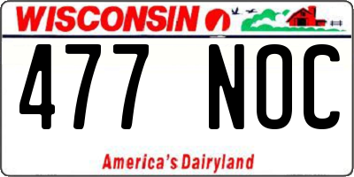 WI license plate 477NOC