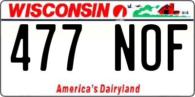 WI license plate 477NOF