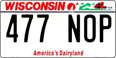 WI license plate 477NOP