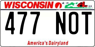 WI license plate 477NOT