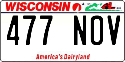 WI license plate 477NOV