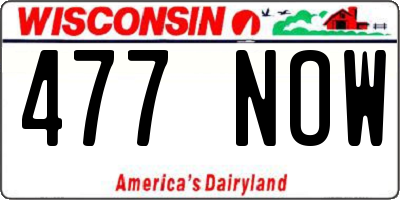 WI license plate 477NOW