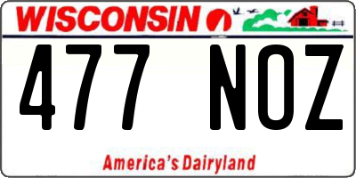 WI license plate 477NOZ