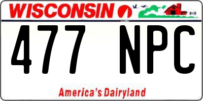 WI license plate 477NPC