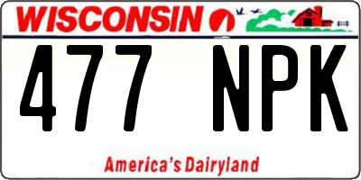 WI license plate 477NPK