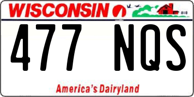 WI license plate 477NQS