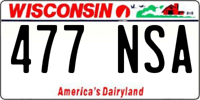 WI license plate 477NSA