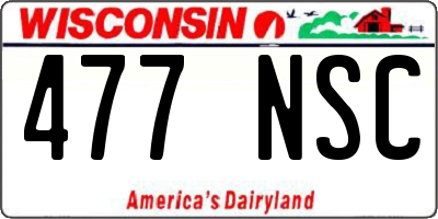 WI license plate 477NSC