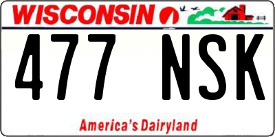 WI license plate 477NSK