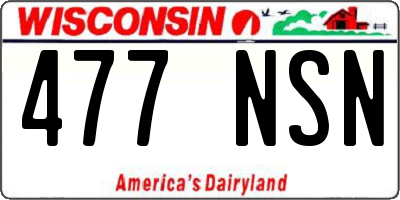 WI license plate 477NSN