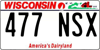 WI license plate 477NSX