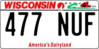 WI license plate 477NUF