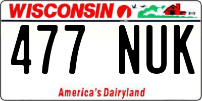 WI license plate 477NUK