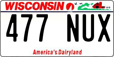 WI license plate 477NUX