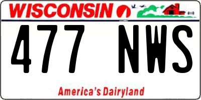 WI license plate 477NWS