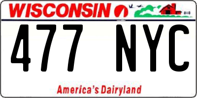 WI license plate 477NYC