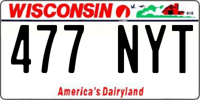 WI license plate 477NYT