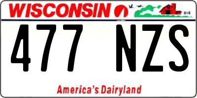 WI license plate 477NZS