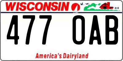 WI license plate 477OAB