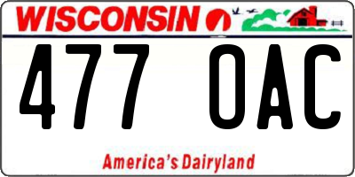 WI license plate 477OAC