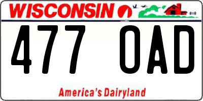 WI license plate 477OAD