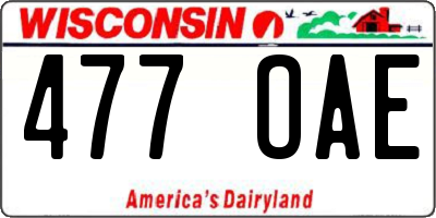 WI license plate 477OAE