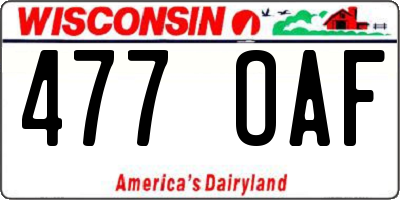 WI license plate 477OAF