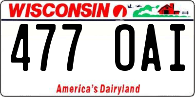 WI license plate 477OAI