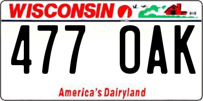 WI license plate 477OAK
