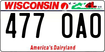 WI license plate 477OAO