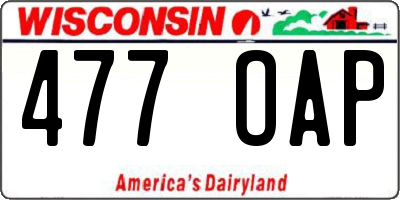 WI license plate 477OAP