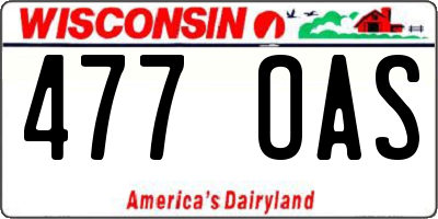 WI license plate 477OAS