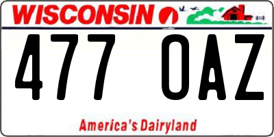 WI license plate 477OAZ