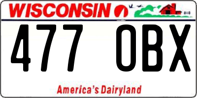 WI license plate 477OBX