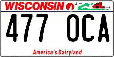WI license plate 477OCA