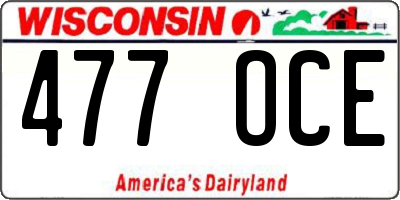WI license plate 477OCE