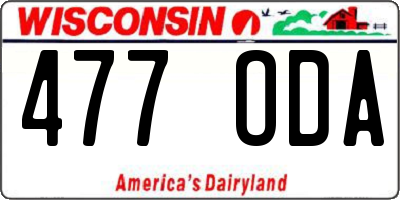 WI license plate 477ODA