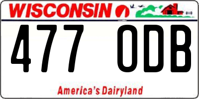 WI license plate 477ODB