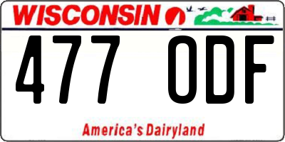 WI license plate 477ODF